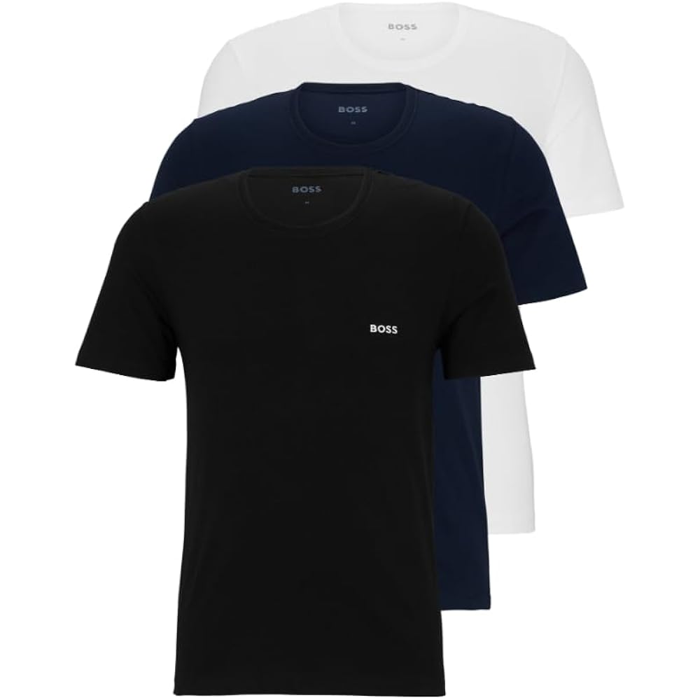 BOSS Herr Logo Embroidered bomull t‑shirt 3 Pack