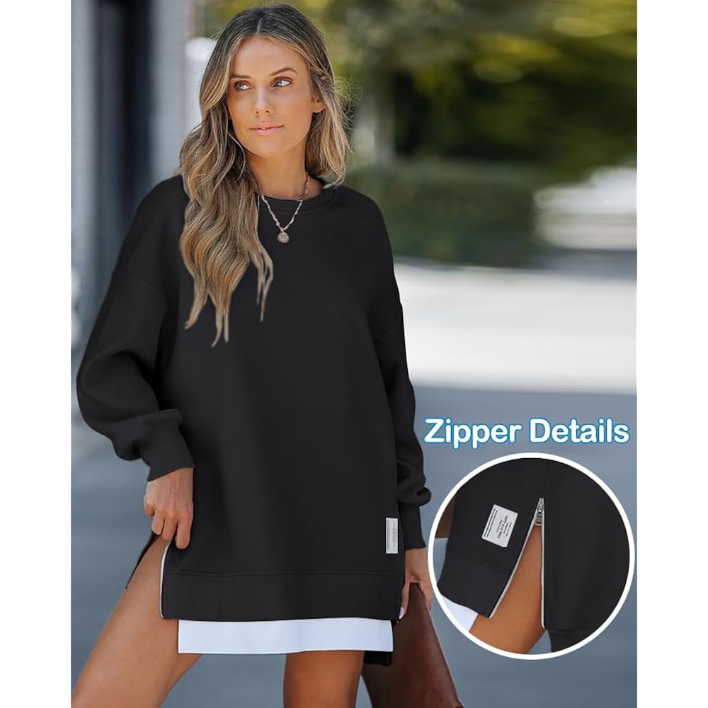 CHICME Dam Long Sleeve dragkedja Slit oversized sweatshirt - Image 2