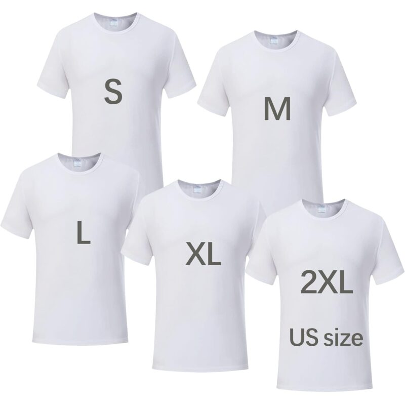 ORJ 5 PCS Unisex Sublimation Blank t‑shirt vit