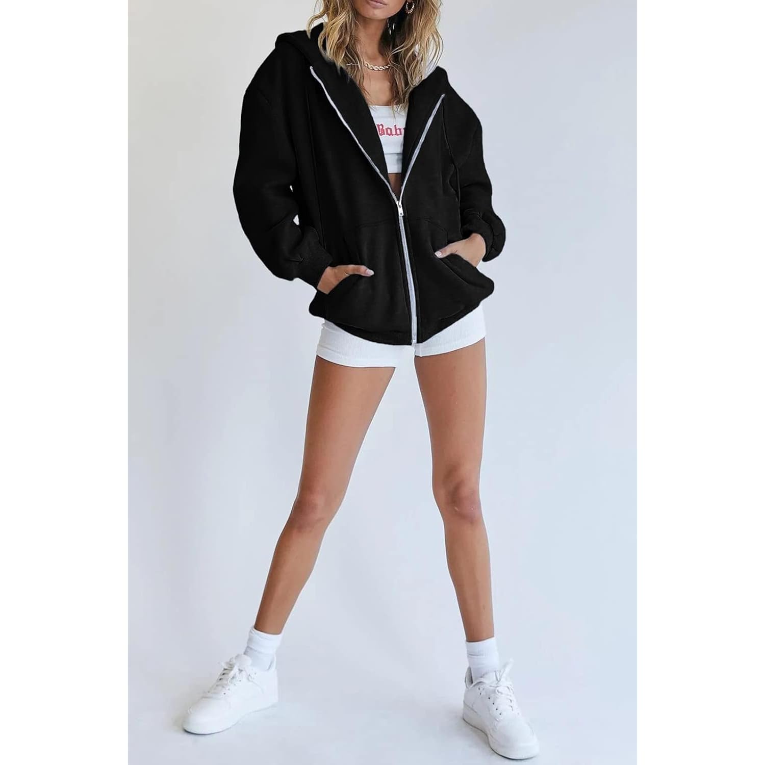 PRETTYGARDEN Dam 2025 dragkedja Y2K hoodie Casual Long - Image 5