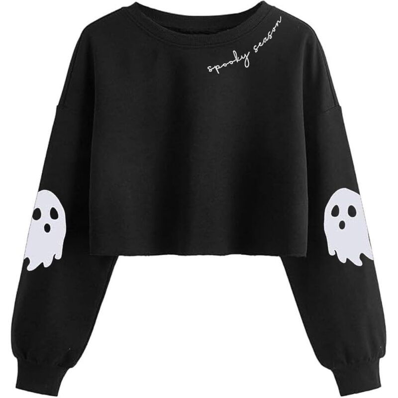Dam Retor Ghost Skull Crop sweatshirt Fall Halloween