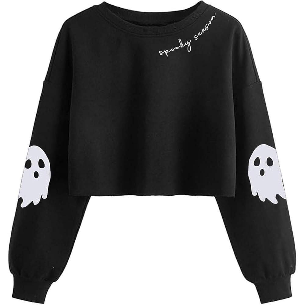 Dam Retor Ghost Skull Crop sweatshirt Fall Halloween