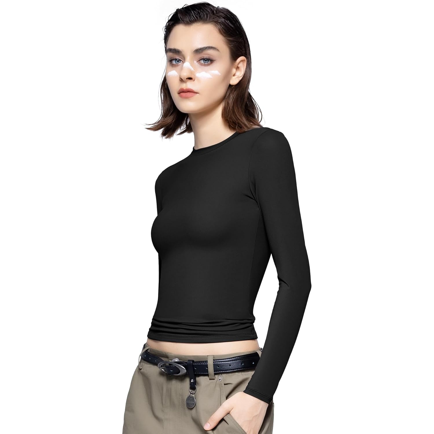 PUMIEY Dam långärmad T skjorta rund hals slim - Image 3
