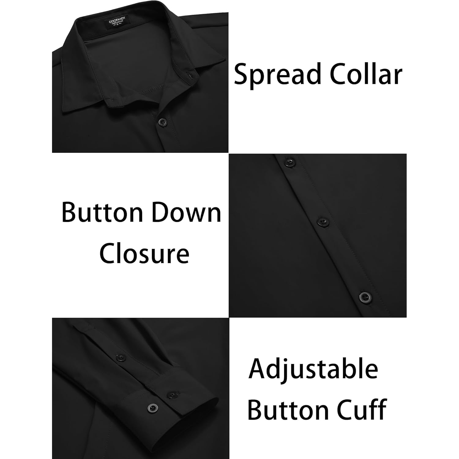 COOFANDY Herr Muscle Fit Dress skjorta Wrinkle-Free långärmad - Image 5