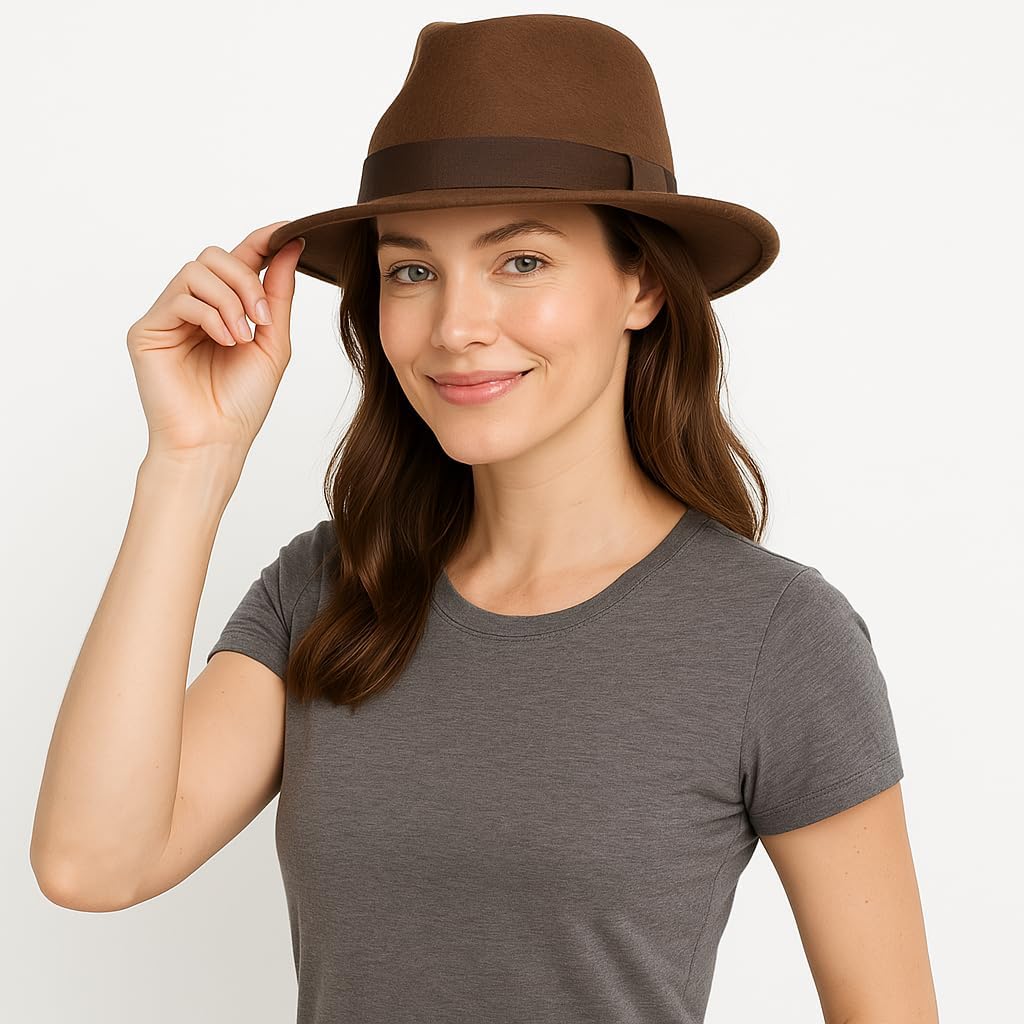 Loxdonz Adult brun fedora hatt - Cosplay Halloween - Image 4