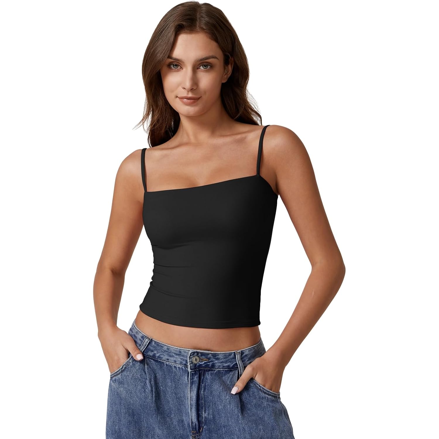 QINSEN Dam Double Lined Basic linne topp Adjustable - Image 2