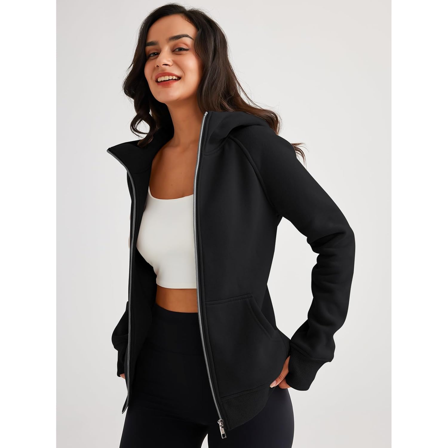 Trendy Queen Dam dragkedja hoodie fleece Jackets oversized - Image 6