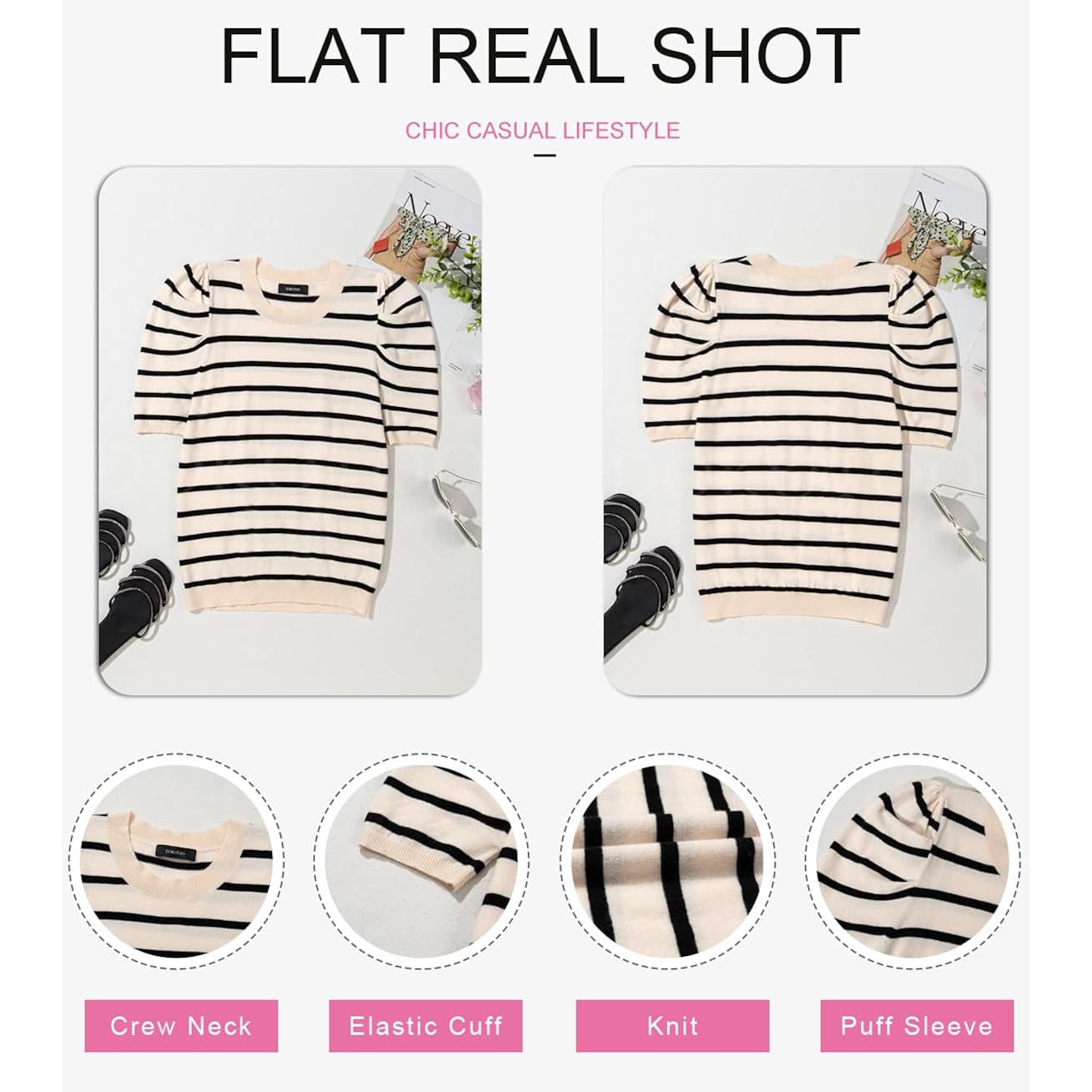 Dokotoo Dam Short Puff Sleeve Knit topp 2025 - Image 3