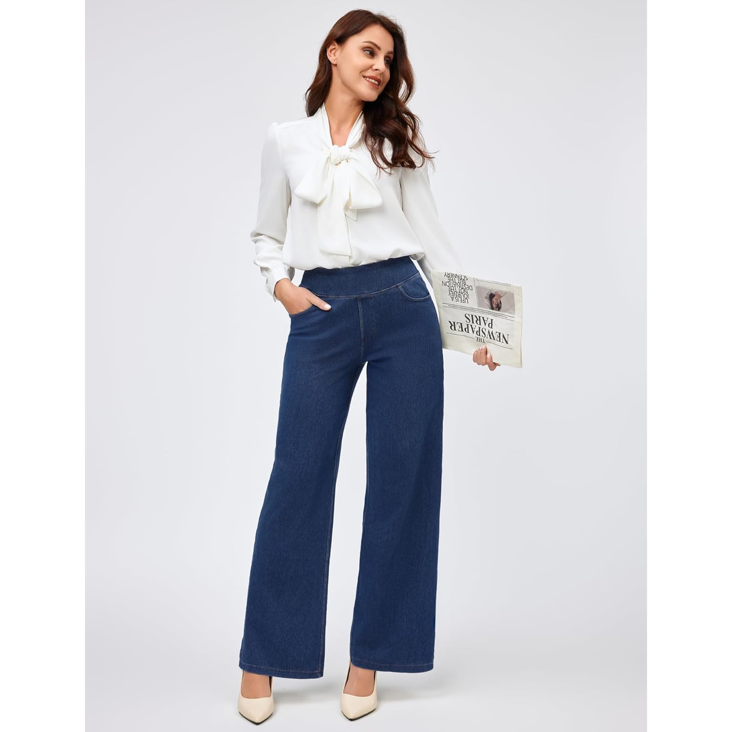 IUGA wide leg jeans Woman High Waisted Pull - Image 6