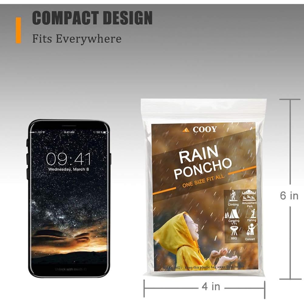 Rain Ponchos,with Drawstring Hood (10 Pack) Emergency Disposable - Image 2