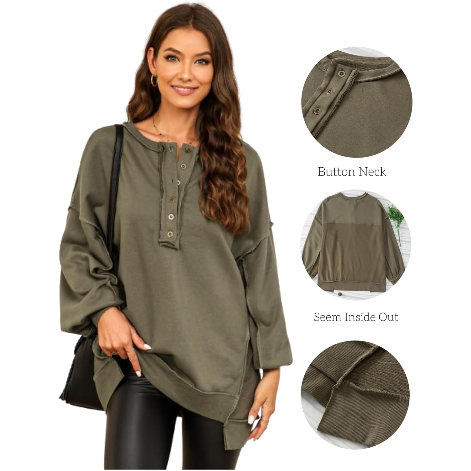 AlvaQ sweatshirt for Dam oversized Casual Long Sleeve - Image 5