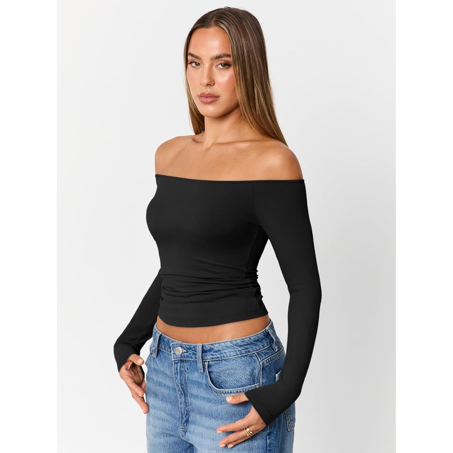 Trendy Queen Dam långärmad Off The Shoulder topp - Image 3