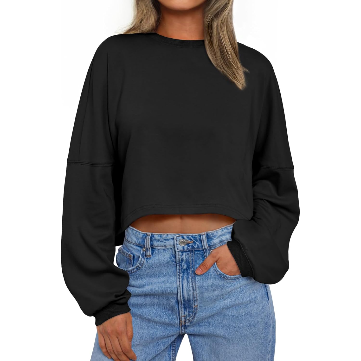Trendy Queen cropped sweatshirt for Dam oversized Crewneck