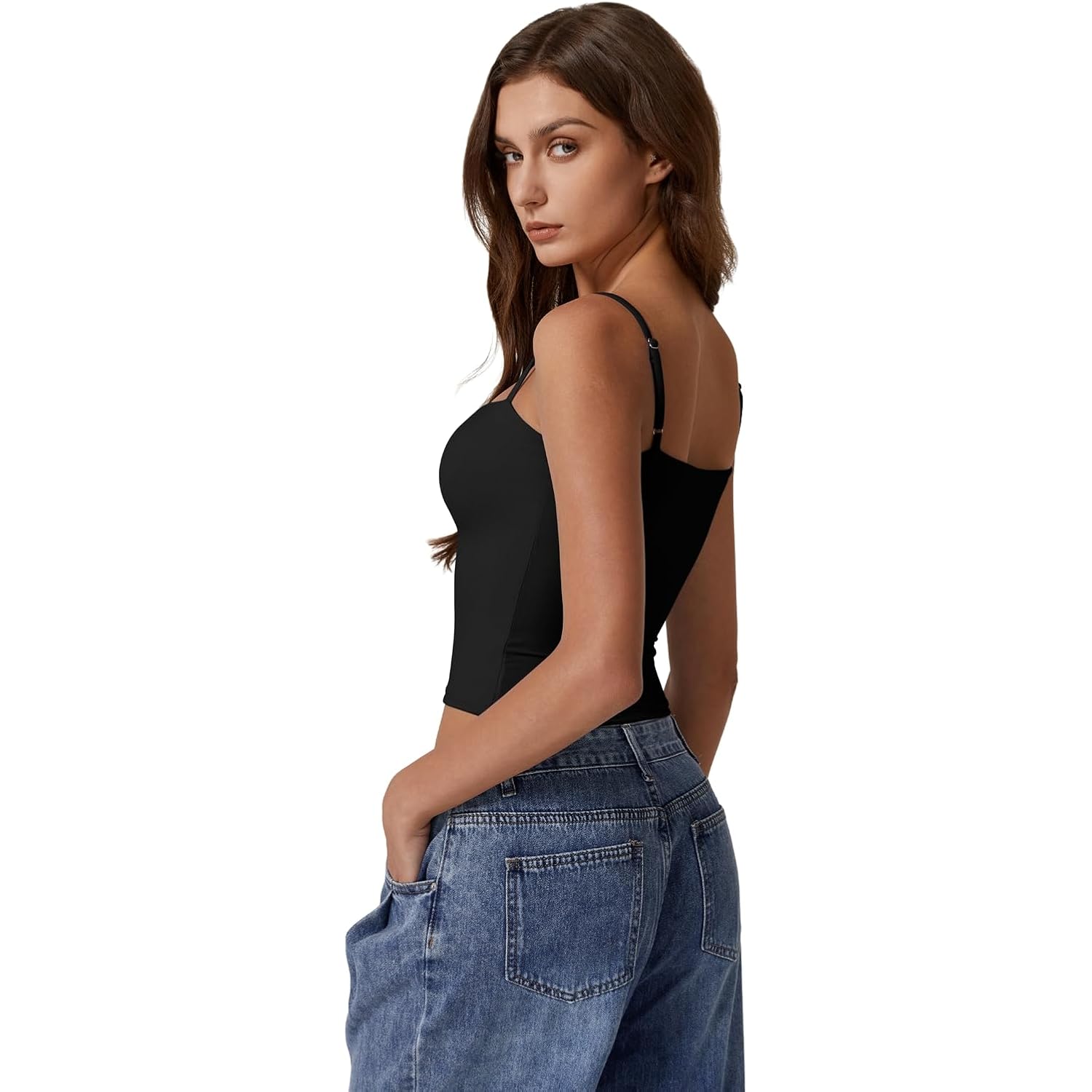 QINSEN Dam Double Lined Basic linne topp Adjustable - Image 4