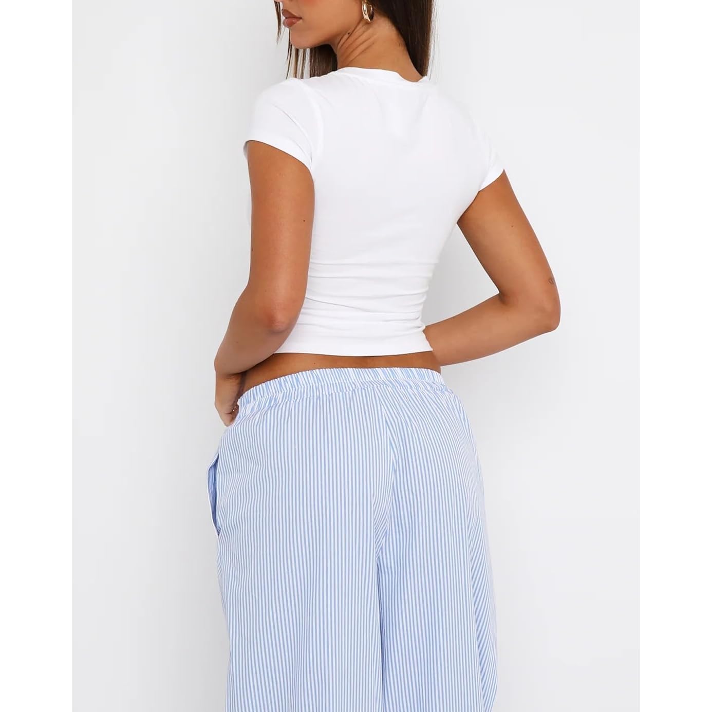 Dam Basic Summer kortärmad Crewneck t‑skjorta Y2K Cute - Image 6