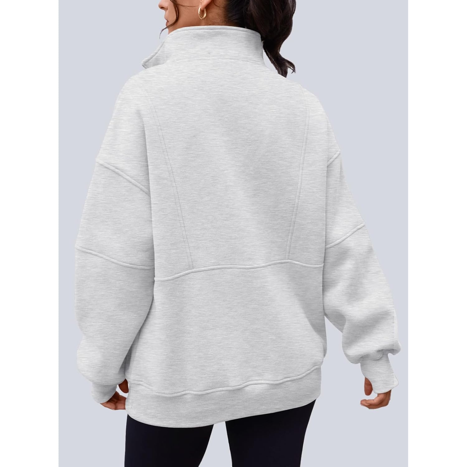 AUTOMET Dam Quarter dragkedja oversized sweatshirt Teen fleece - Image 3