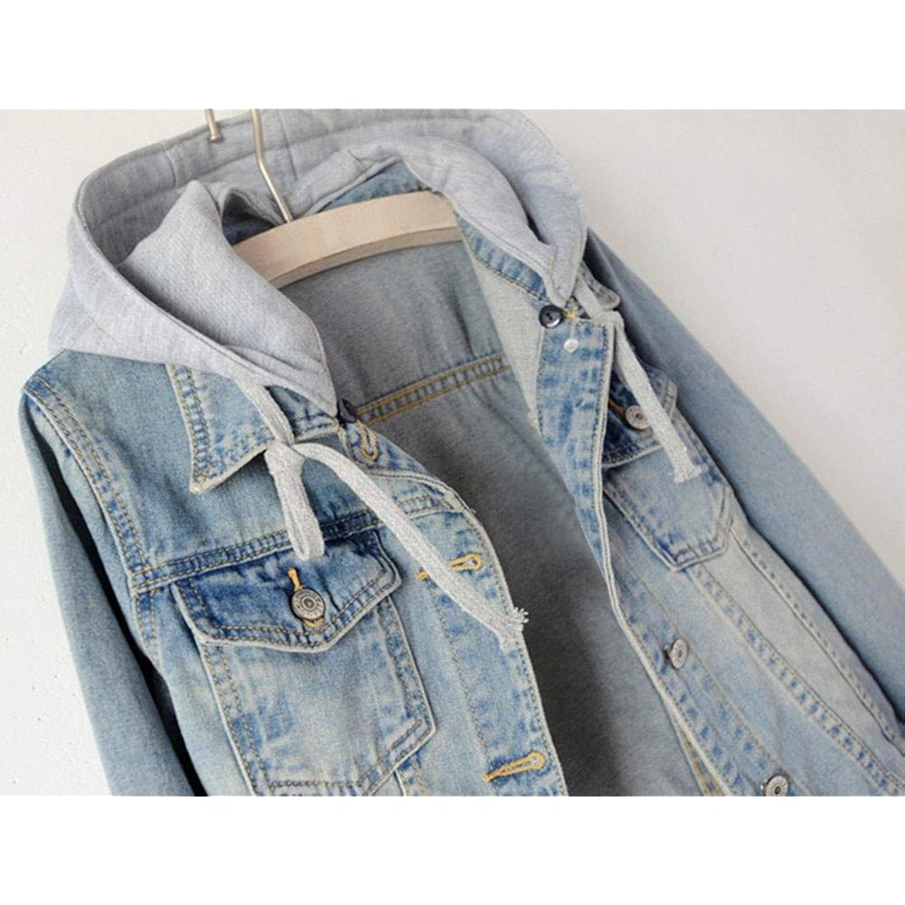 LifeShe Dam Casual Detachable Hoodie denim jacka - Image 4