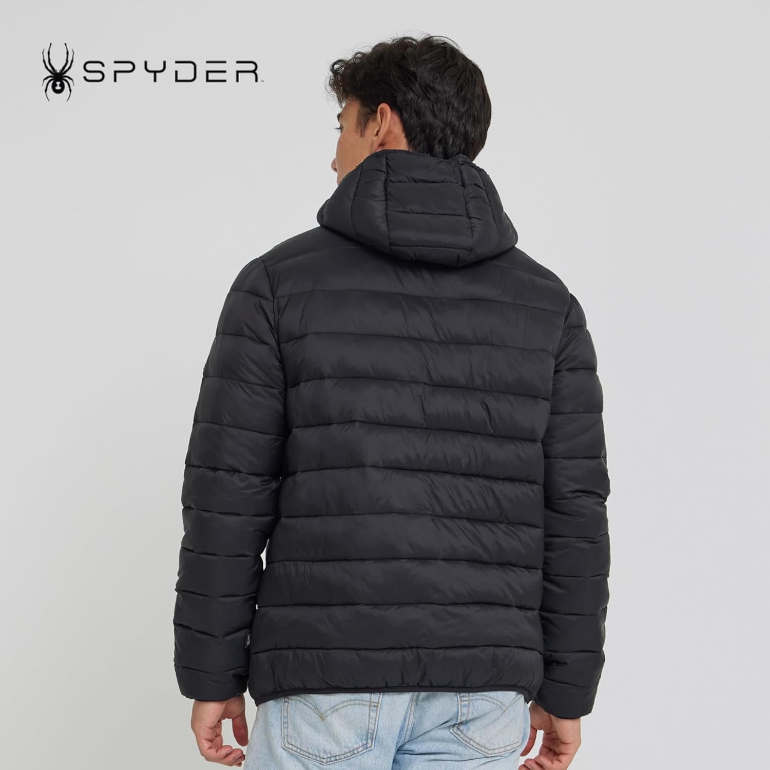 Spyder Packable puffer jacka Men with Hood, lättvikts - Image 6