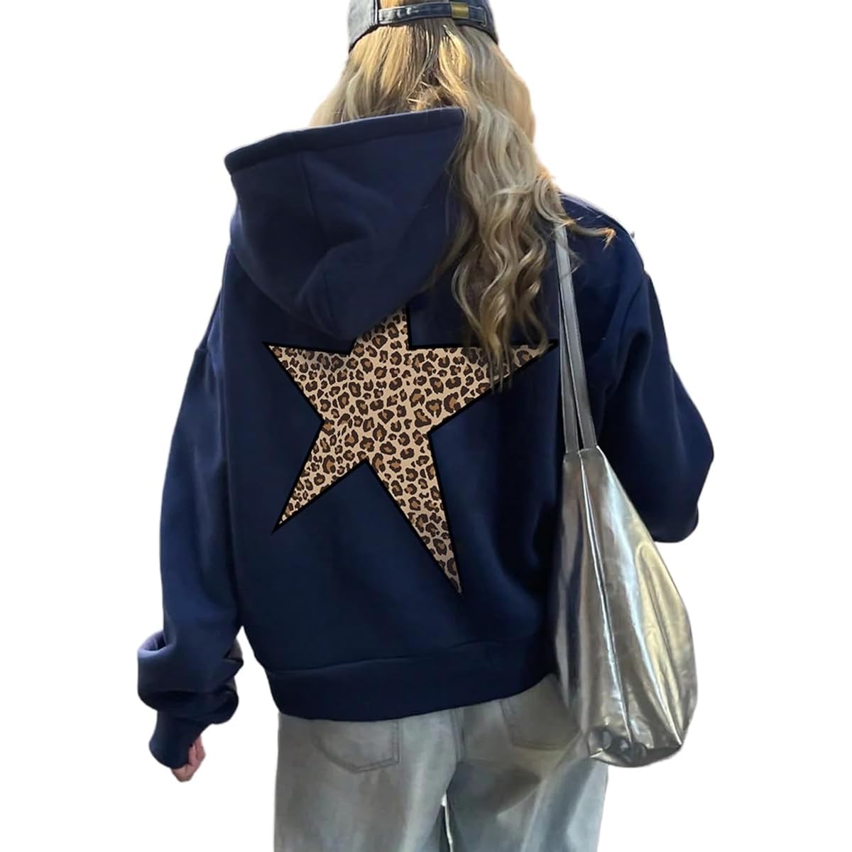 Heyheyshine Star Graphic hoodie oversized Y2k Leopard Print