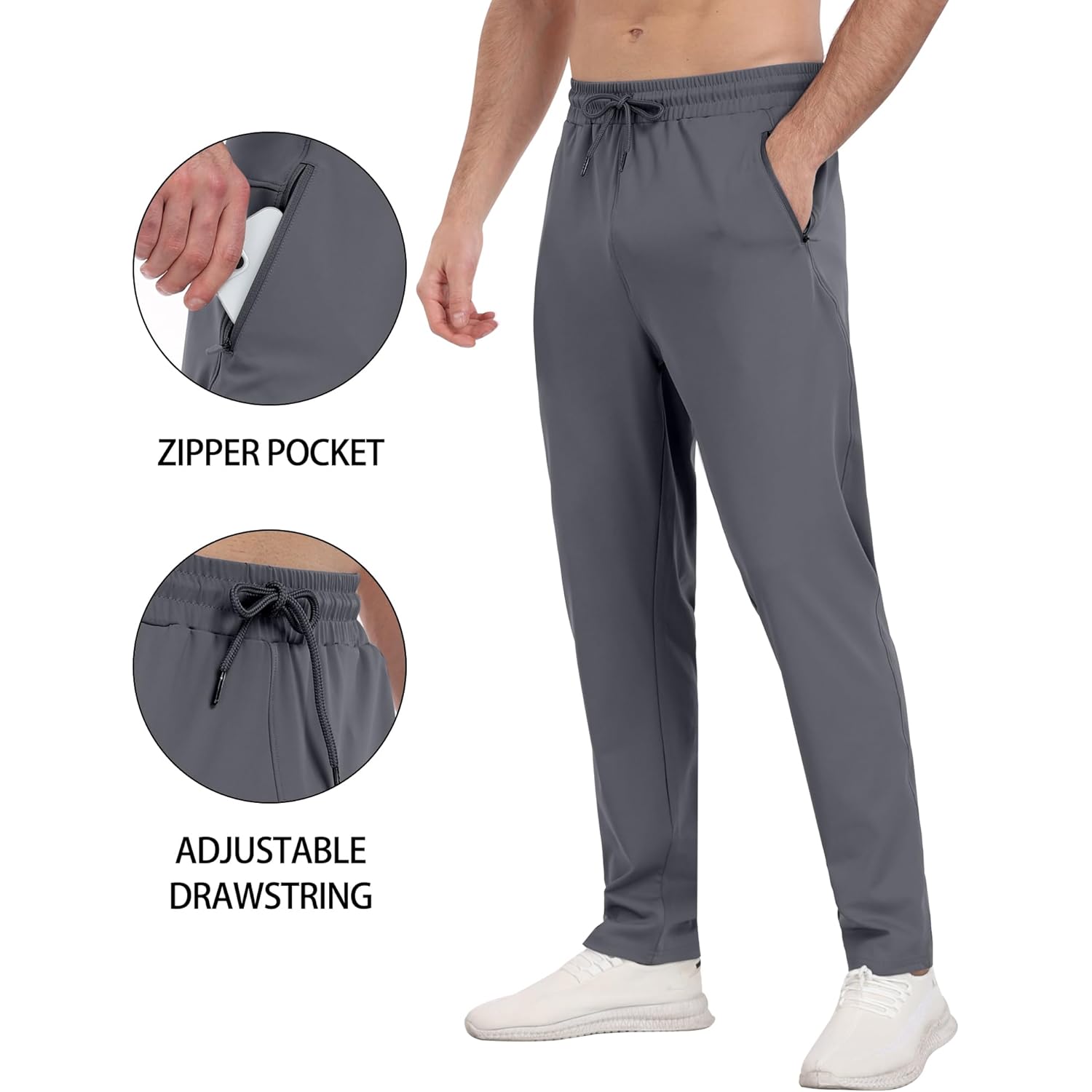 3 Pack Herr Athletic joggers with Zipper Pockets,Workout - Image 5