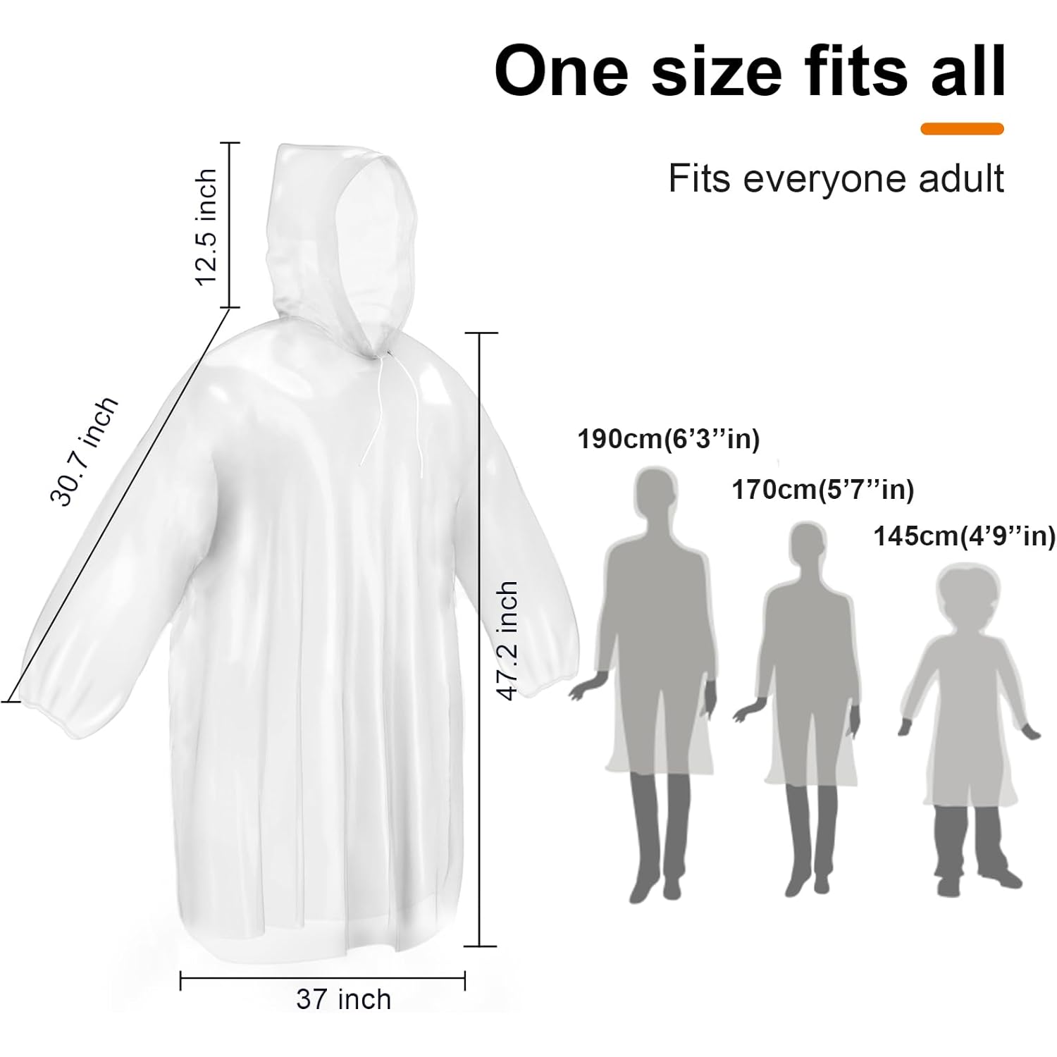 ALBRY Disposable Rain Ponchos for Adults with Drawstring - Image 2