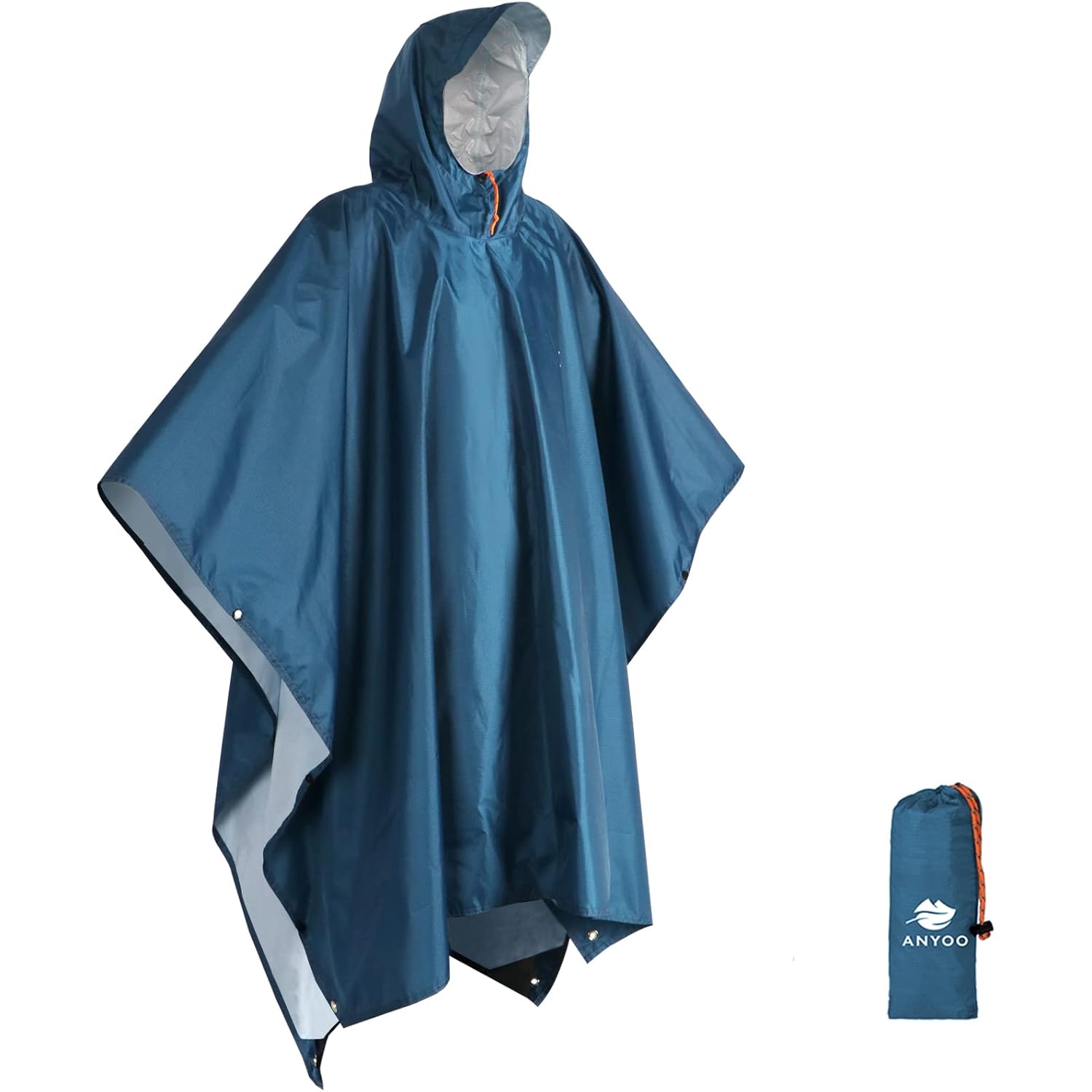 ANYOO Hooded Rain Poncho for Adults Waterproof lättvikts - Image 8