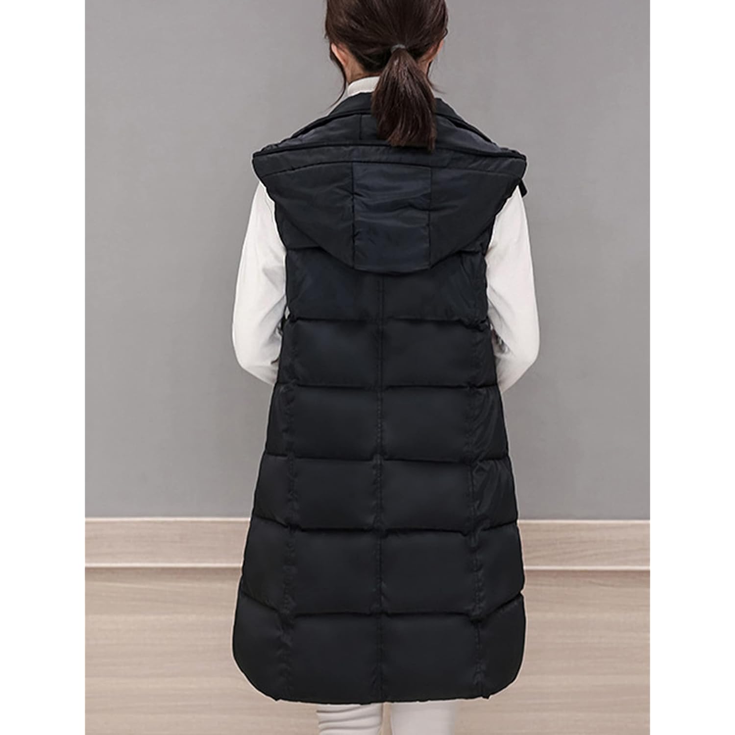 Tanming Dam Long puffer väst Casual Sleeveless Puffy - Image 4