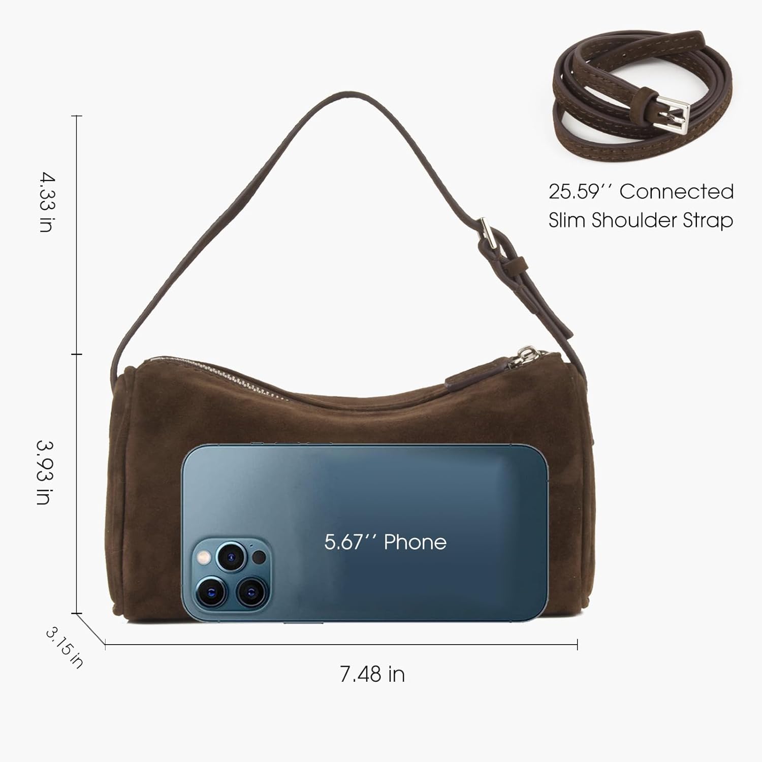 Premium Suede läder crossbody Purses for Women, Small - Image 2