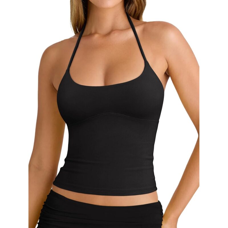 REORIA Dam Sexy Halter Backless Double Lined linne