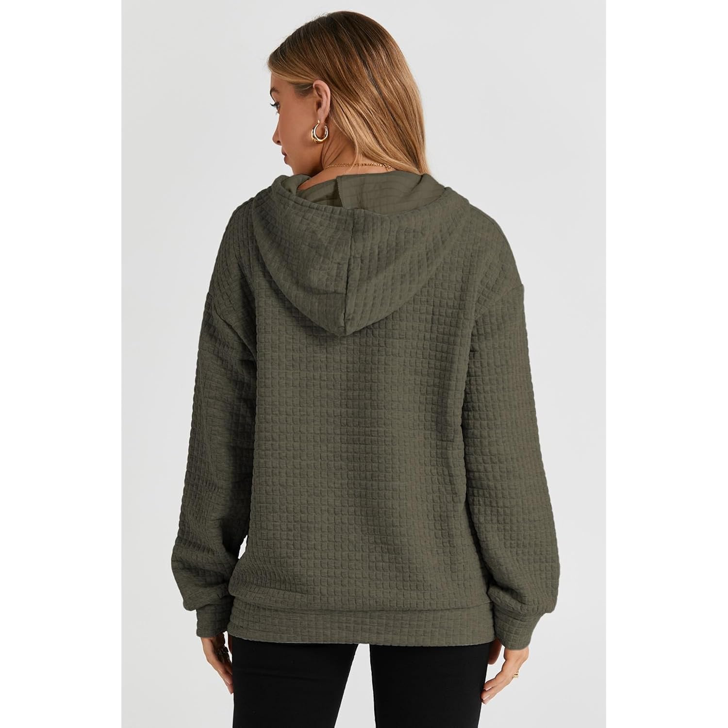 SHEWIN Dam hoodie Casual Long Sleeve dragsko Waffle - Image 6