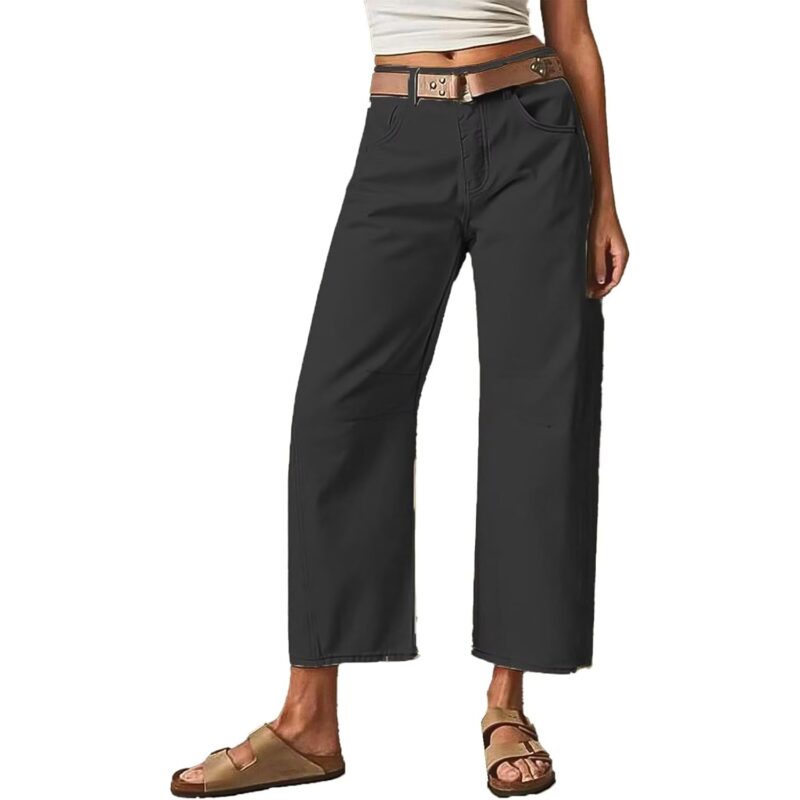 Flamingals Women’s Mid Waist Crop straight Leg jeans