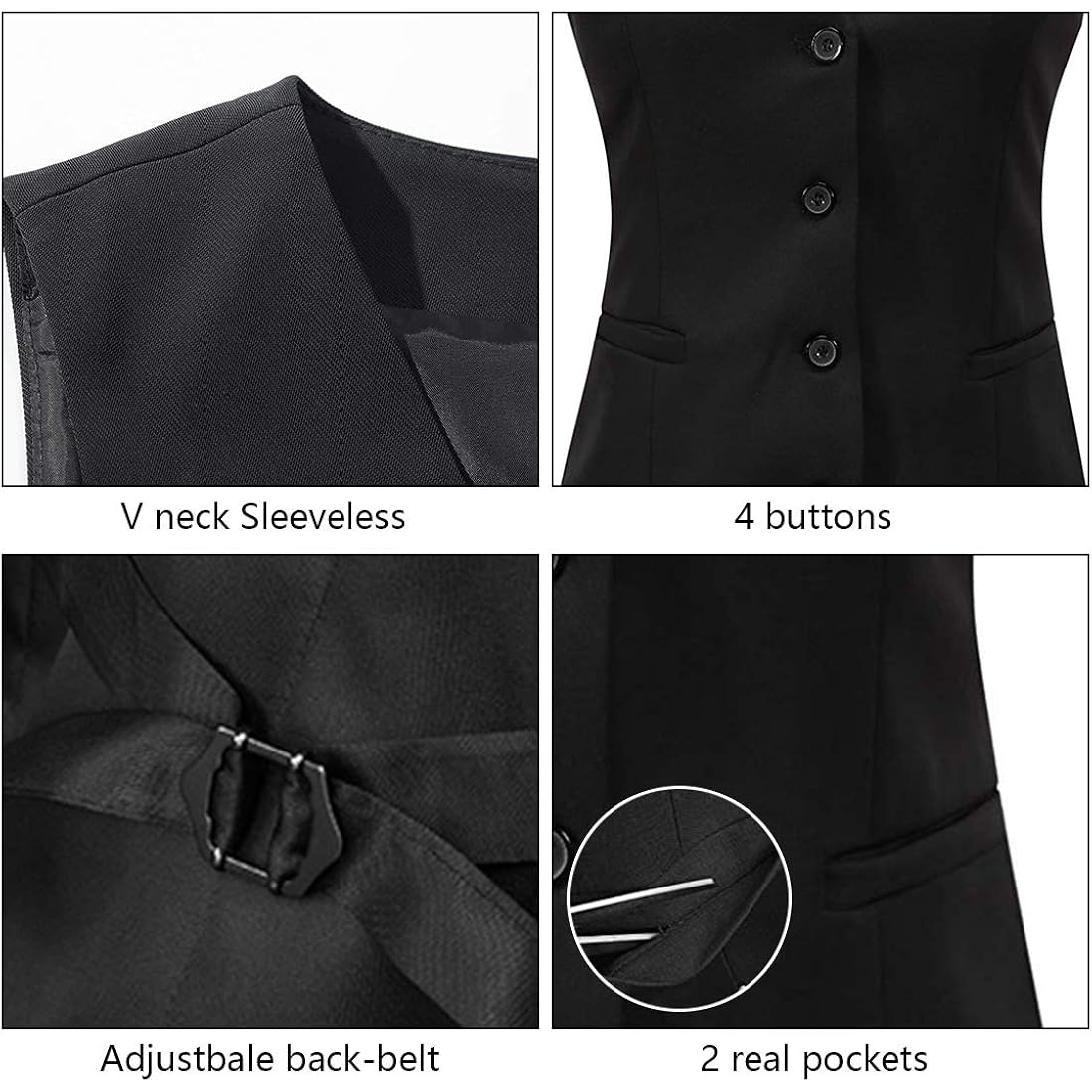 V VOCNI Dam Fully Lined 4 Button V-Neck - Image 2