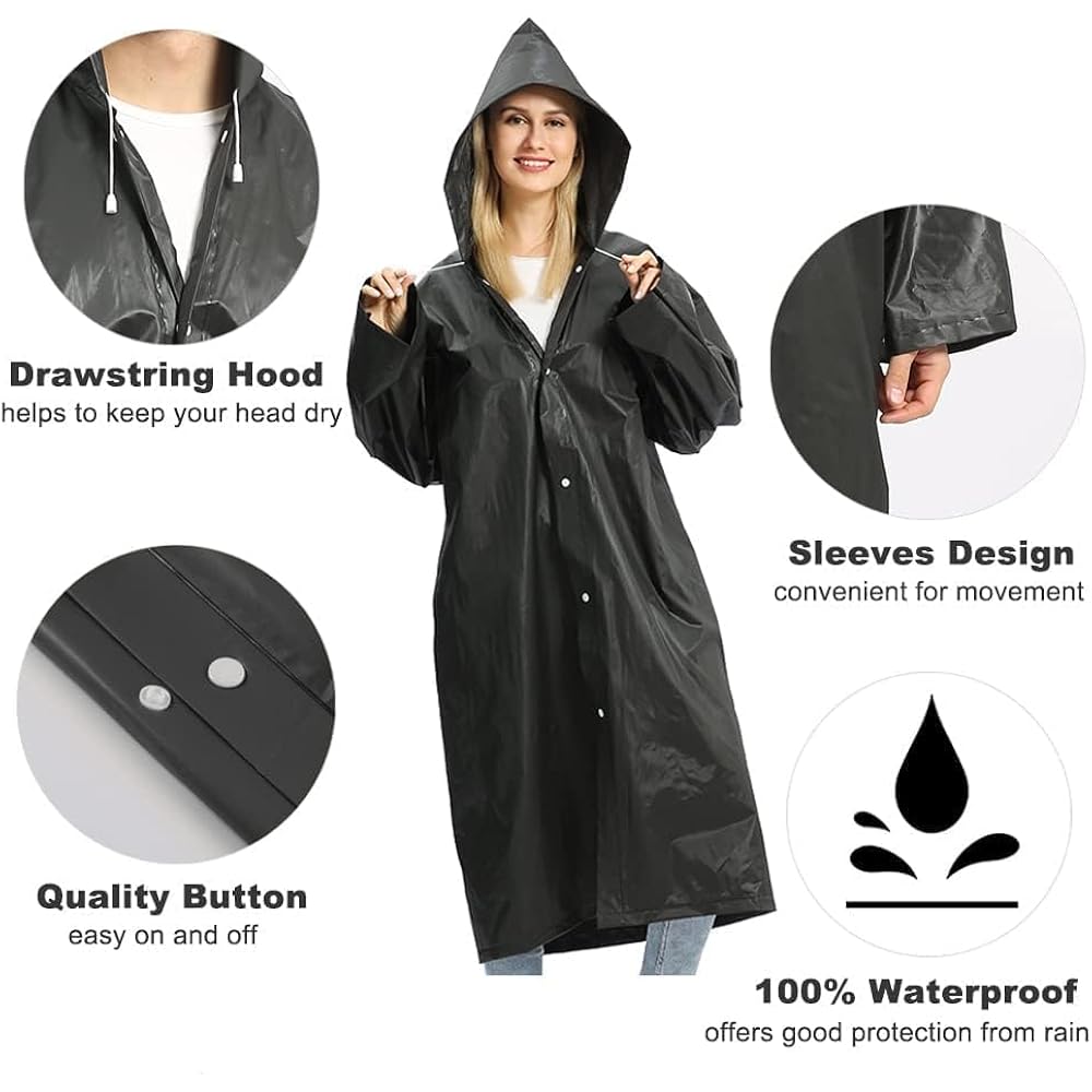 Opret 2 Pack Raincoats for Adults Reusable, EVA - Image 3