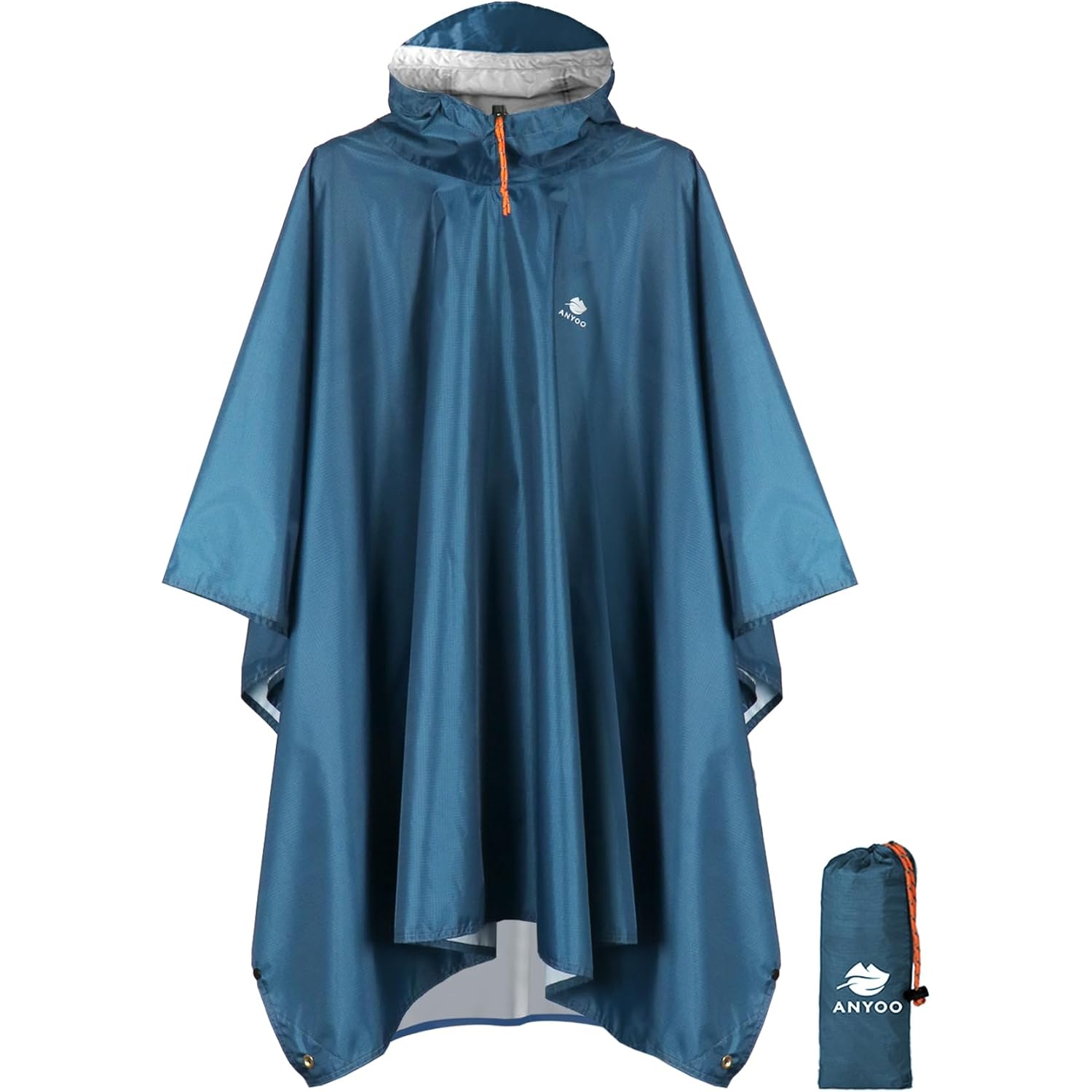 ANYOO Hooded Rain Poncho for Adults Waterproof lättvikts