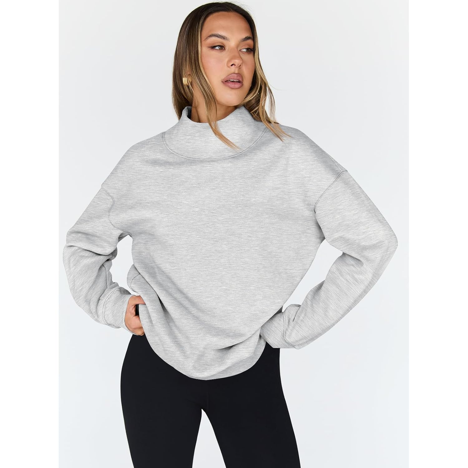 Trendy Queen Dam oversized sweatshirt Turtleneck pullover Long - Image 2