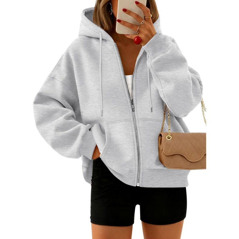 Trendy Queen dragkedja hoodie For Dam cropped sweatshirt