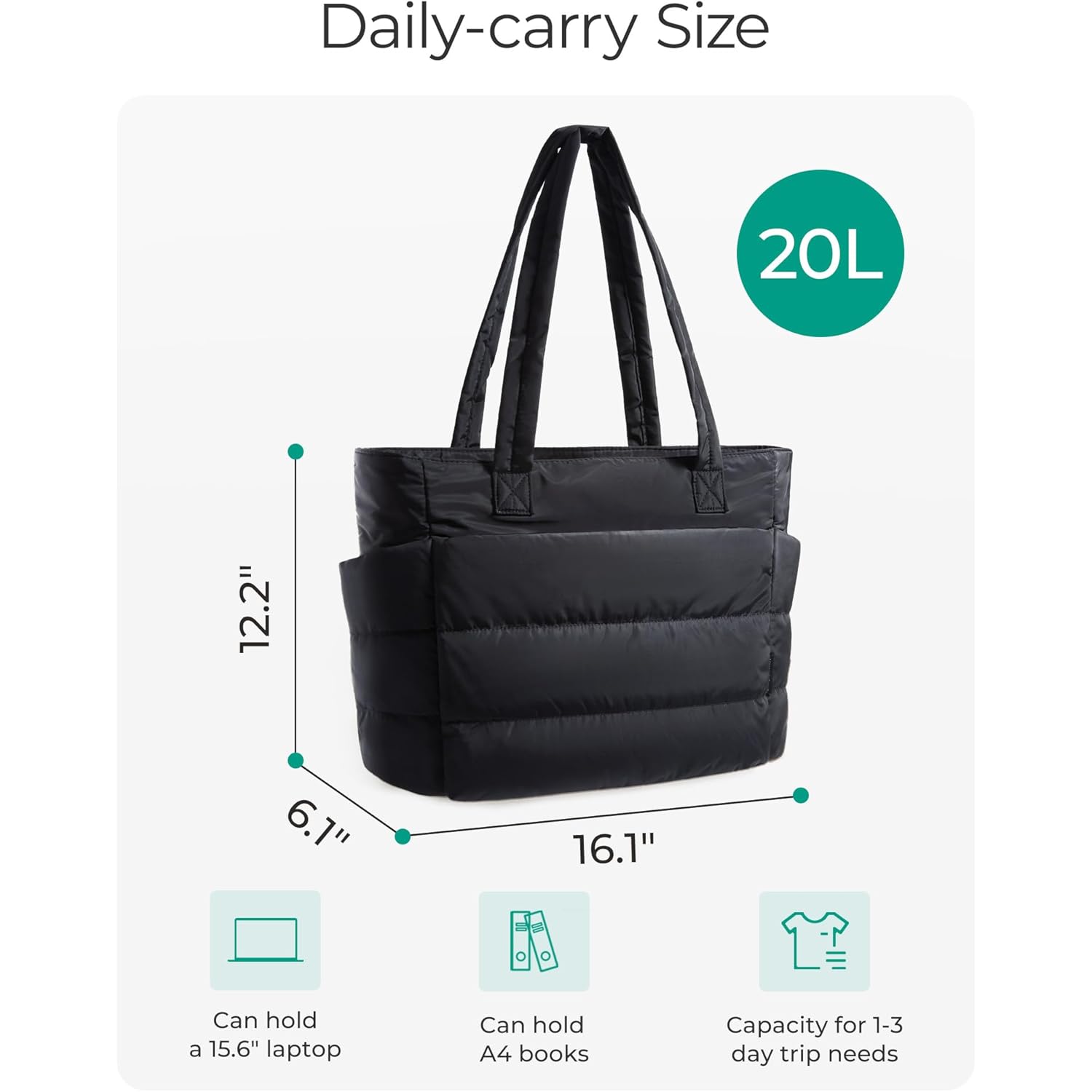 BAGSMART shopper Bag for Women, Lightweight Puffy shopper - Image 2