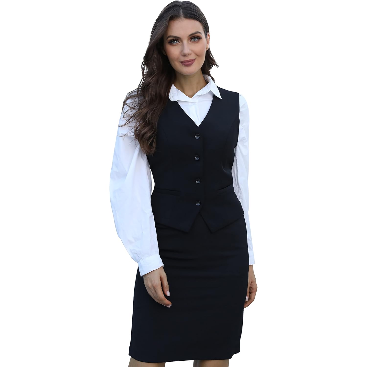 V VOCNI Dam Fully Lined 4 Button V-Neck - Image 3