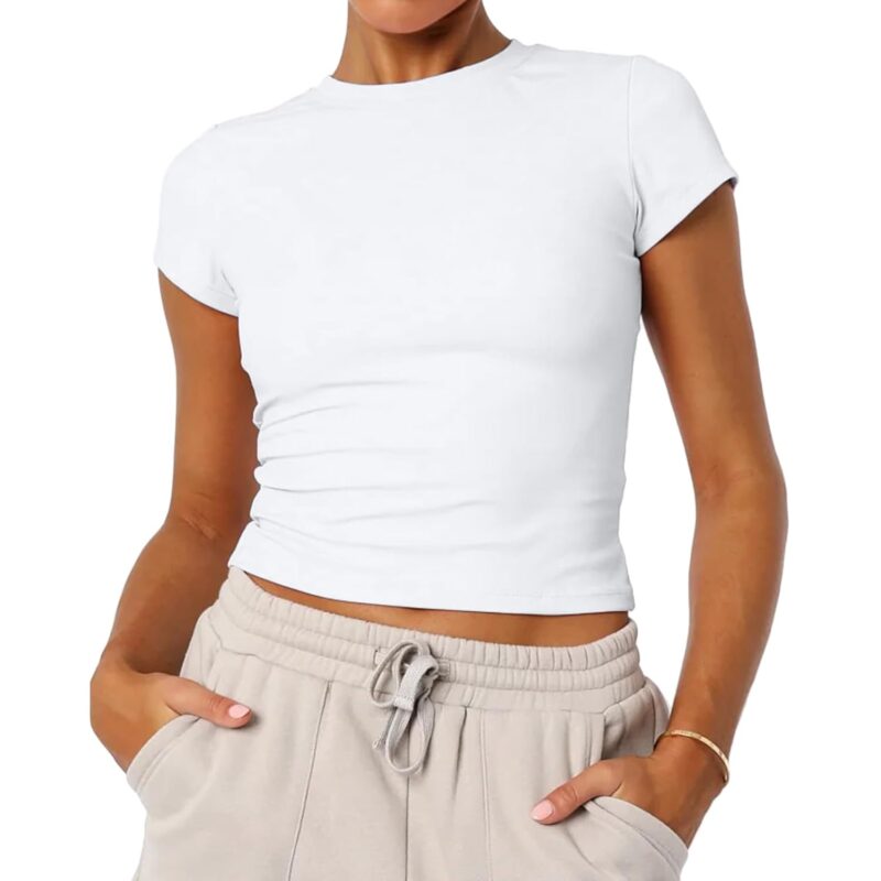 Dam Basic Summer kortärmad Crewneck t‑skjorta Y2K Cute