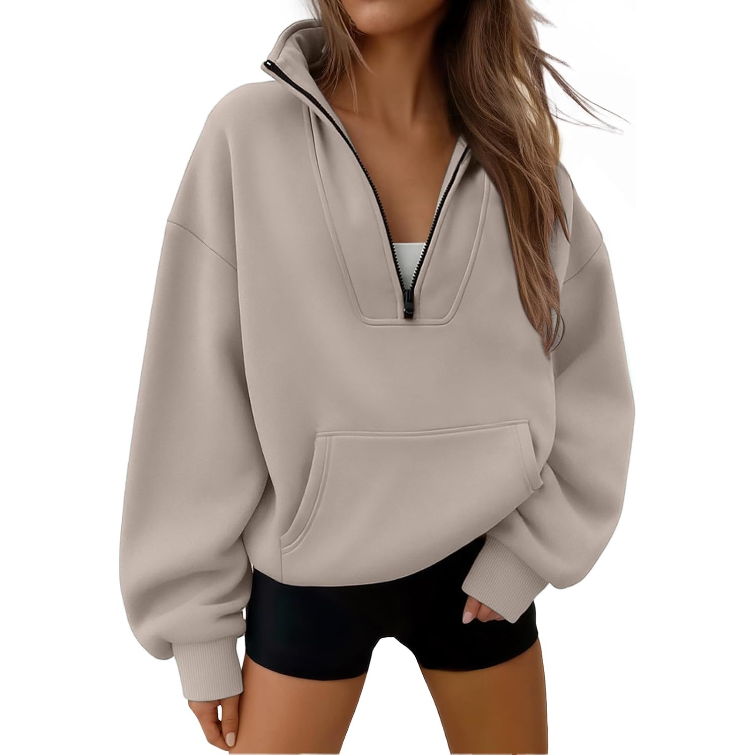 Trendy Queen Dam sweatshirt Quarter halv dragkedja pullover