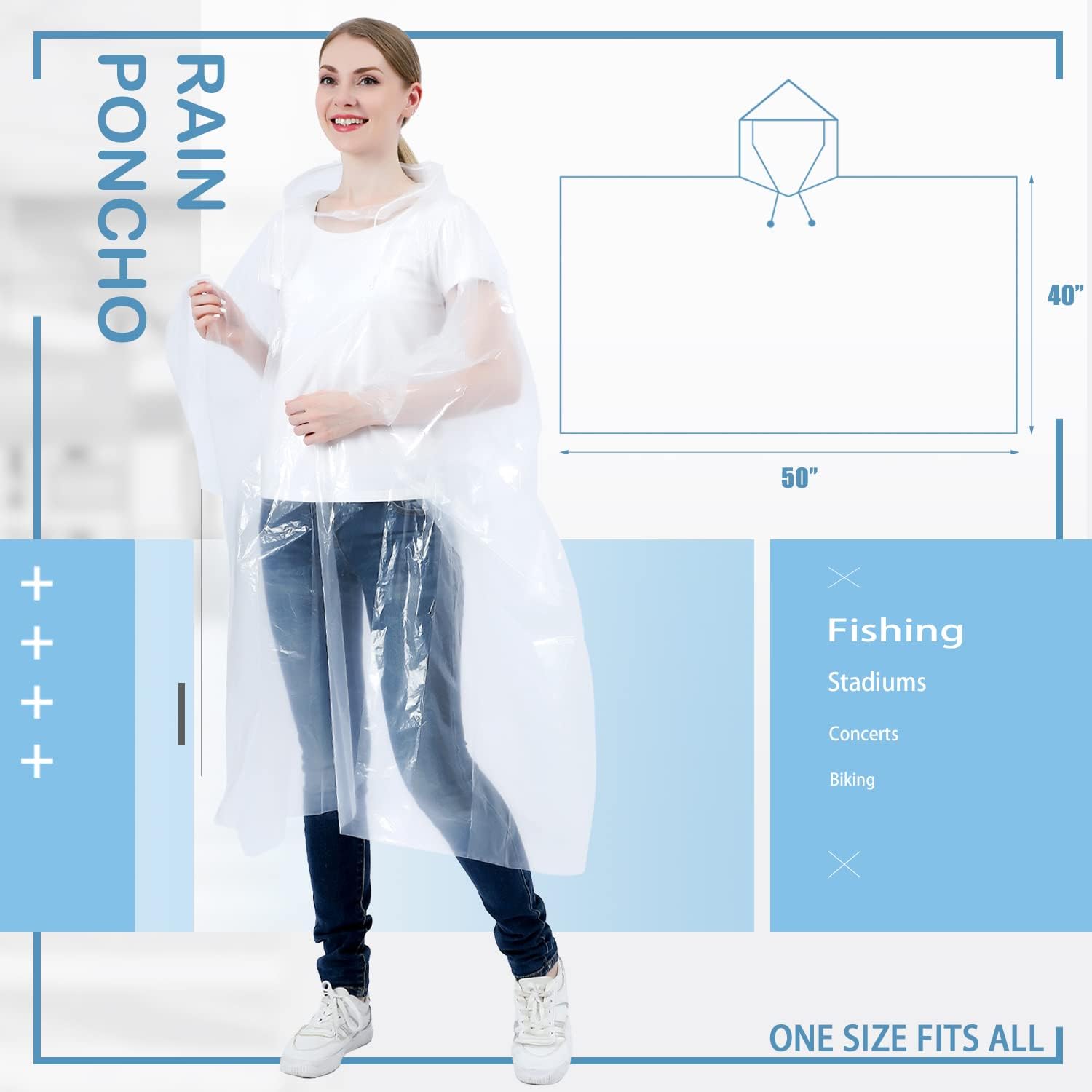 Disposable Rain Ponchos for Kids 6 Pack/Adults 10 - Image 4