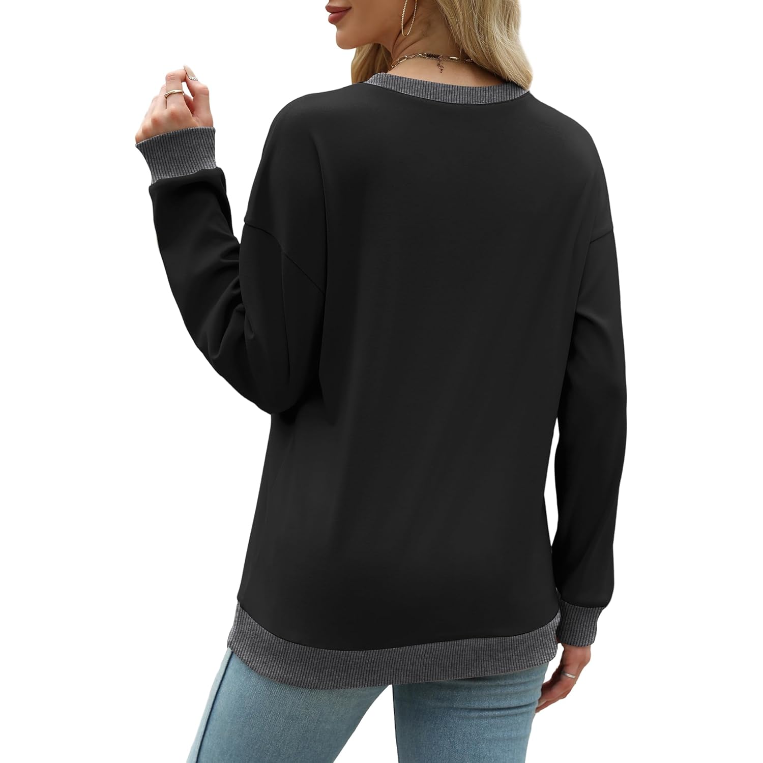 Saloogoe sweatshirt for Dam Crewneck Long Sleeve Loose - Image 4