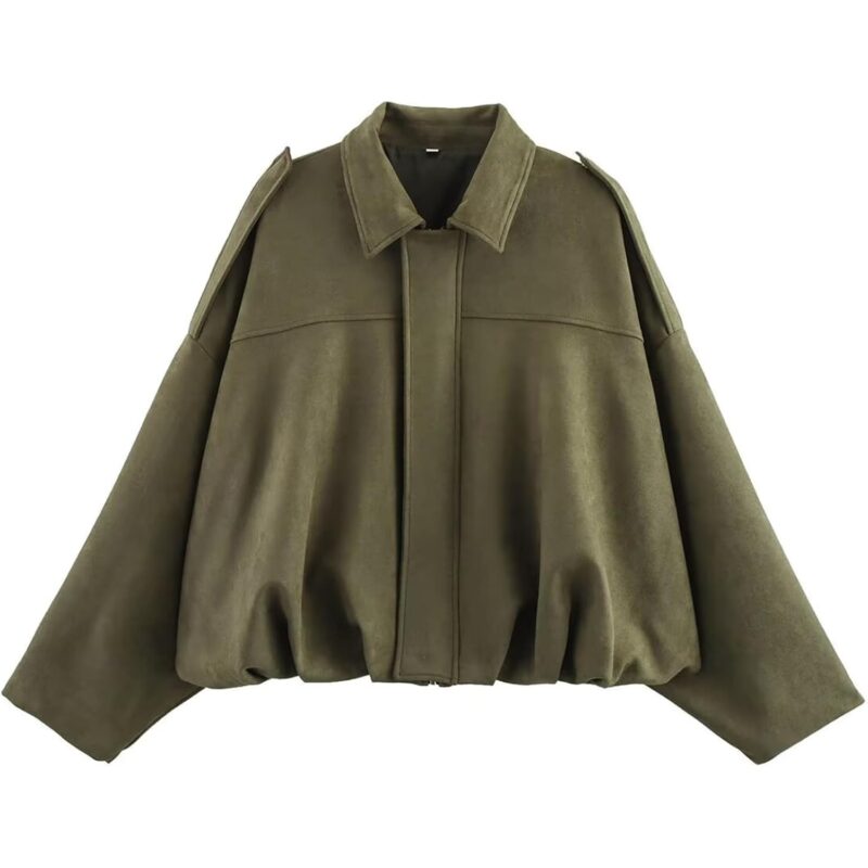 Dam Faux Suede bomber jacka Casual Lapel Pilot