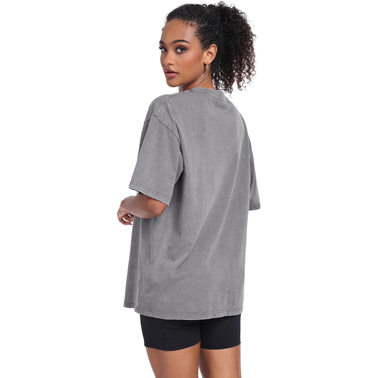 Dam Washed Vintage oversized t‑skjorta Casual Baggy Streetwear - Image 4