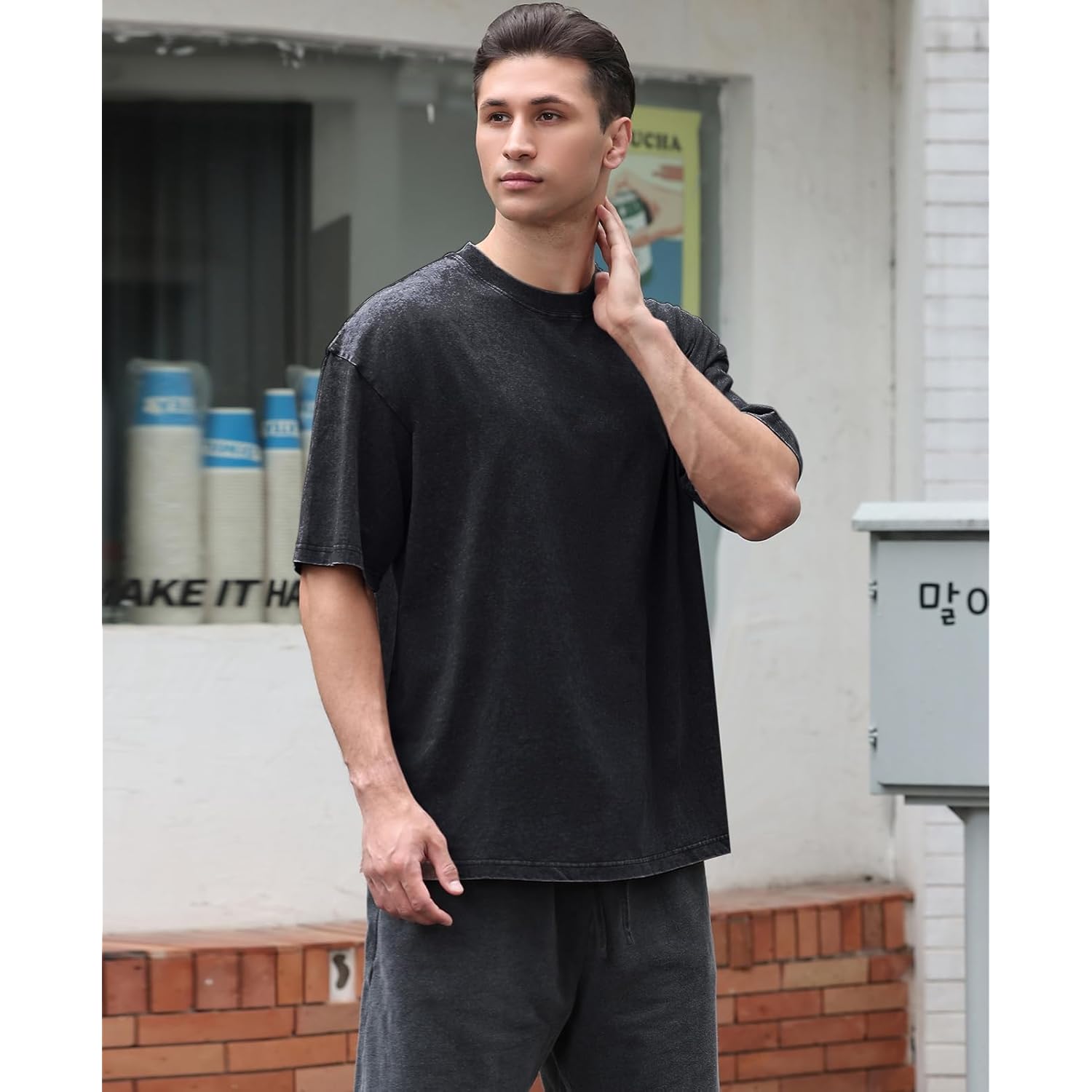 Herr Cotton T-skjorta Oversized Unisex Short Sleeves Casual - Image 5