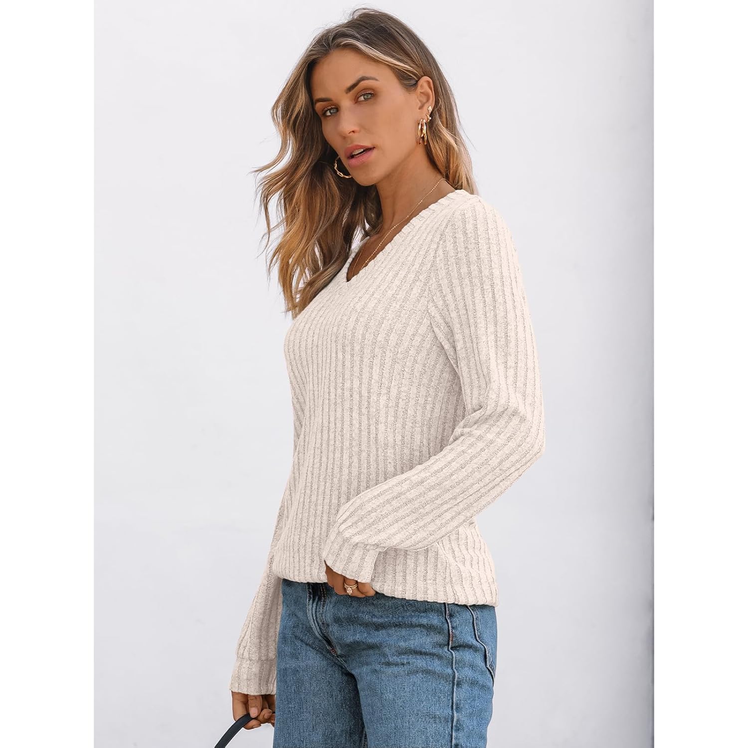 AUTOMET Dam v‑ringning långärmad skjorta Fall Fashion topp - Image 3