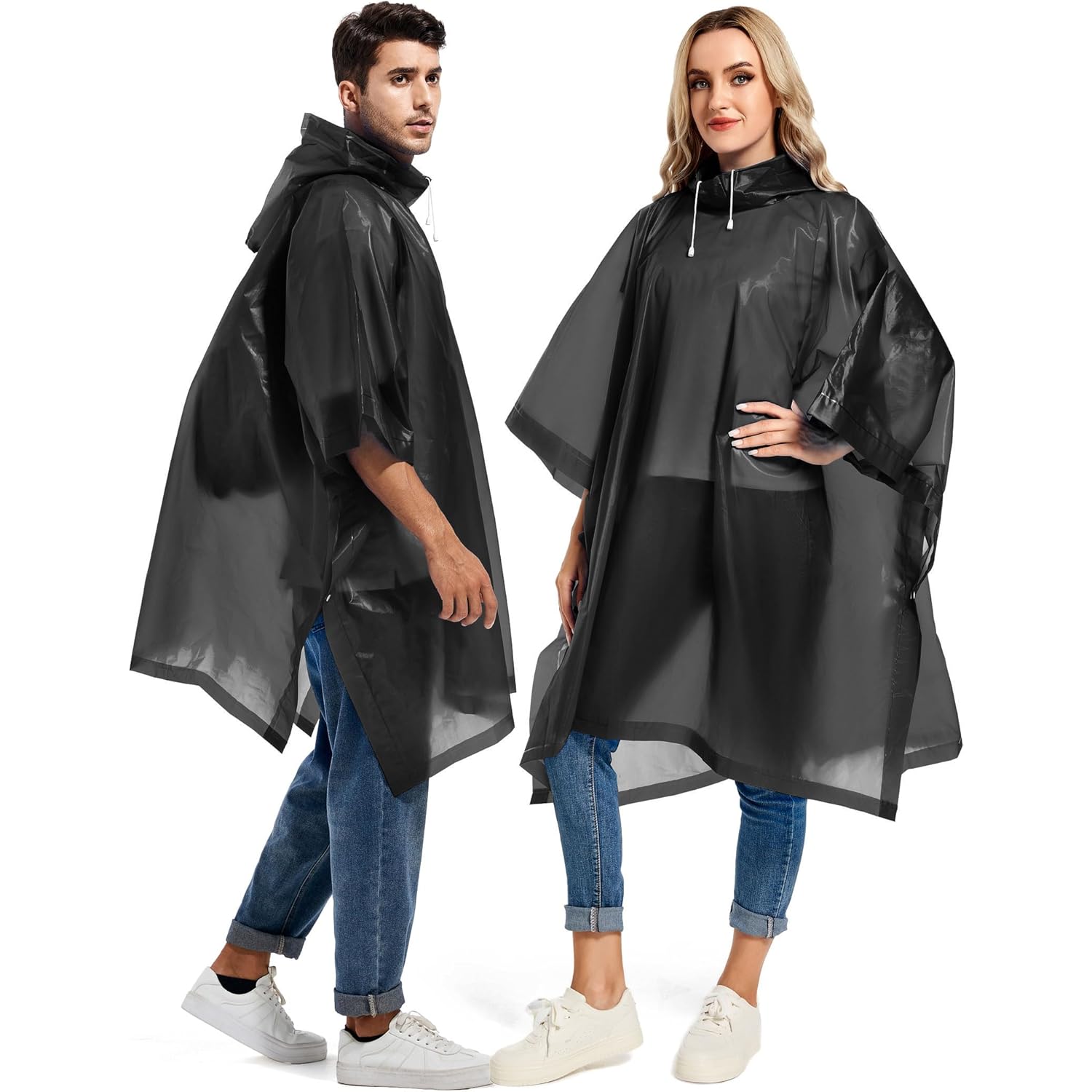 2 Pack Rain Ponchos for Adults Reusable -