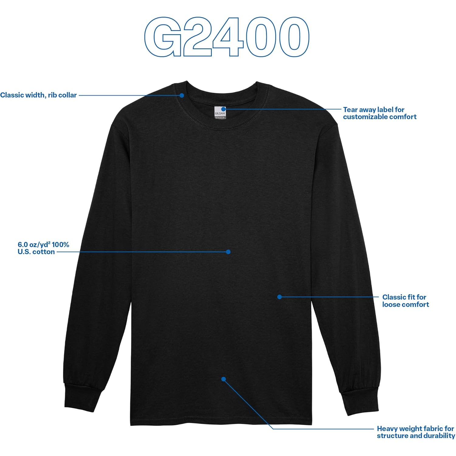 Gildan Adult Ultra bomull långärmad t‑shirt, Style G2400, - Image 4
