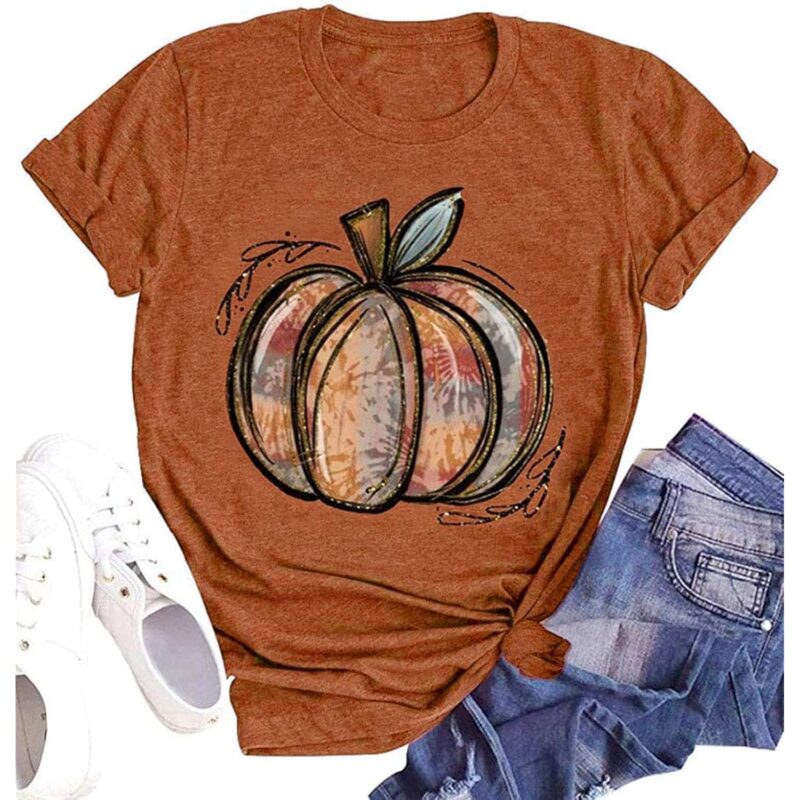Fall skjorta for Dam Halloween Pumpkin Graphic t‑skjorta
