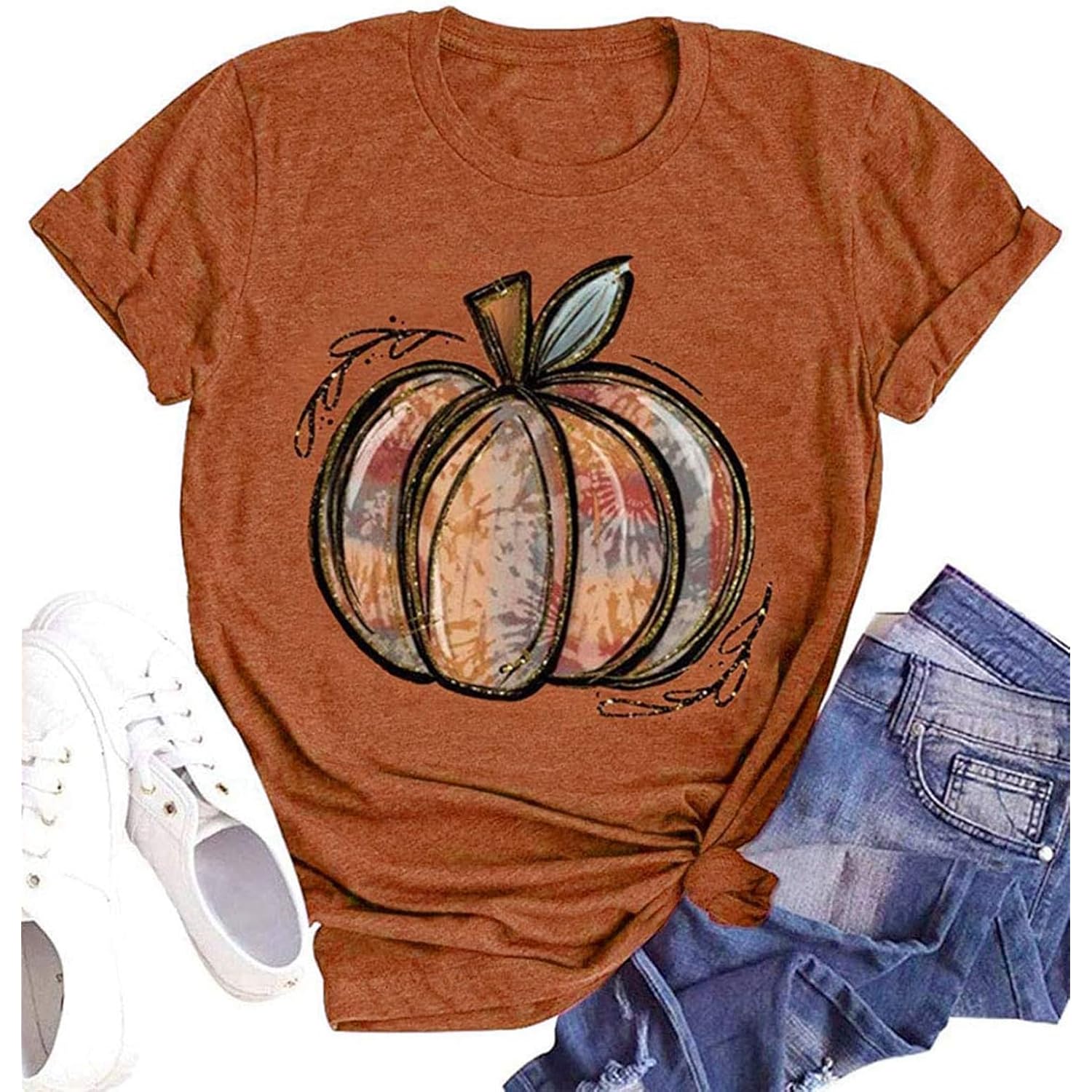 Fall skjorta for Dam Halloween Pumpkin Graphic t‑skjorta